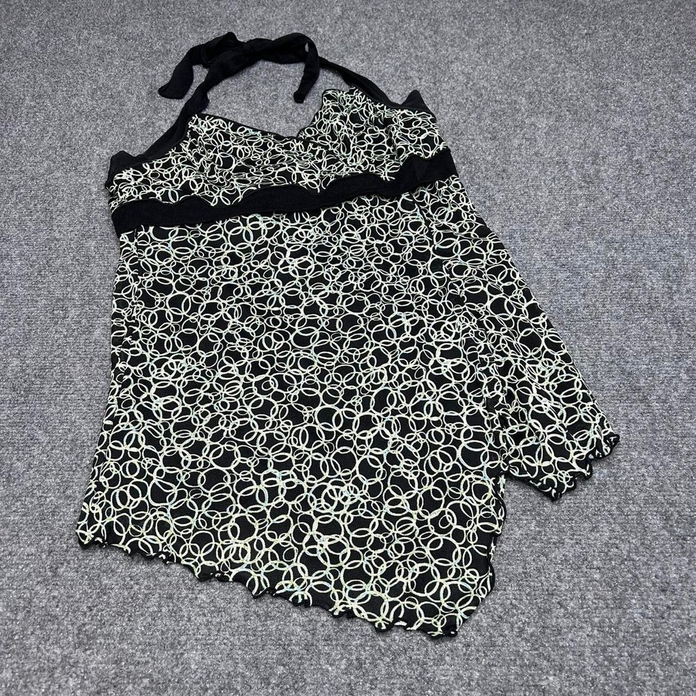 Max Studio Y2K black and white halter top with ruffle trim Size Small